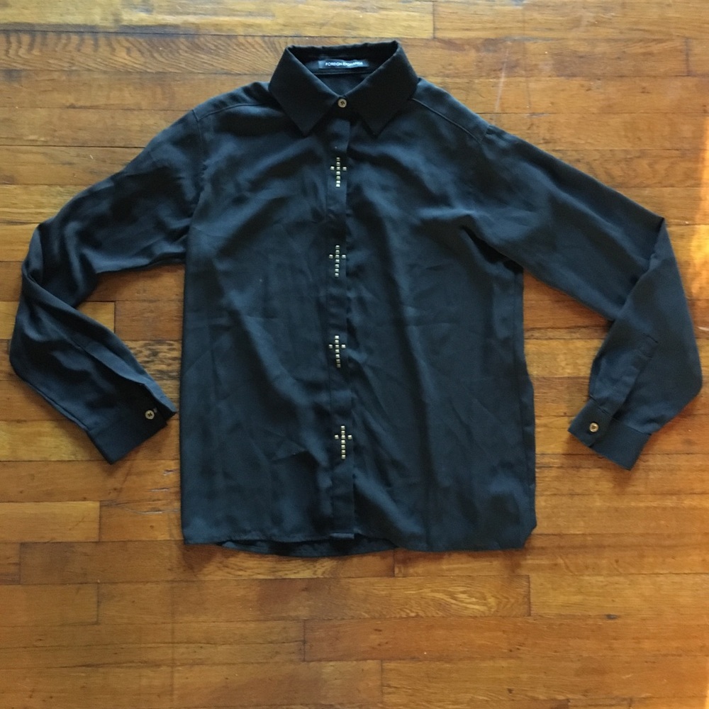 Sheer Long Sleeve Cross Detailed Blouse